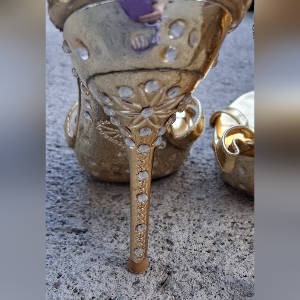 Celeste Gold Rhinestone Heels - Picture 3 of 4